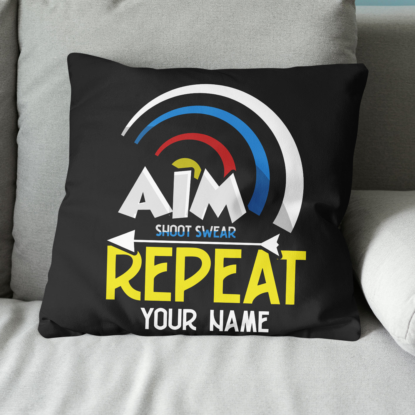 Aim Shoot Swear Repeat Archery Pillows Custom Throw Pillow Archery Gifts VHM0839
