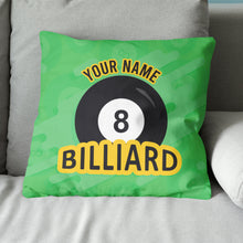 Load image into Gallery viewer, Personalized Green 8 Ball Billiards Pillow Custom Gifts For Pool Players VHM0844