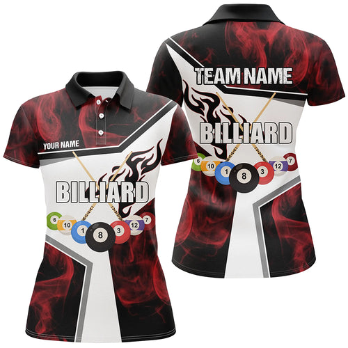 Personalized Flame Billiard Balls Polo Shirts For Women Billiard Jerseys Custom Billiard Team Shirts VHM1132