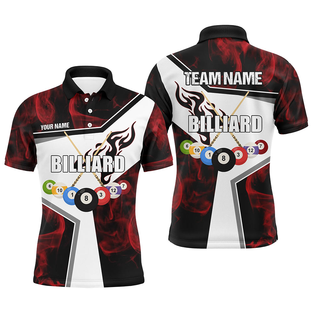 Personalized Flame Billiard Balls Polo Shirts For Men Billiard Jerseys Custom Billiard Team Shirts VHM1132