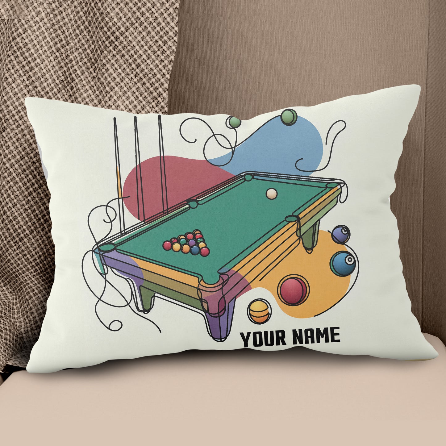 Personalized Continuous Line Table Billiards Pillow Custom Throw Pillows VHM0899