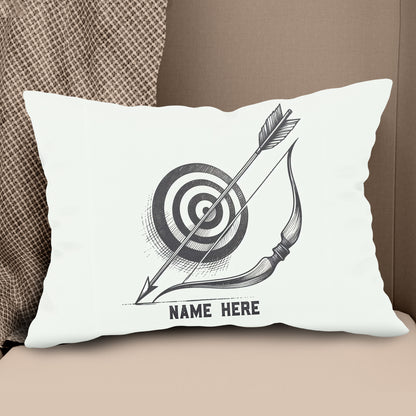 Personalized Target Bow Arrow Archery Line Drawing Pillow, Archery Gifts VHM0913
