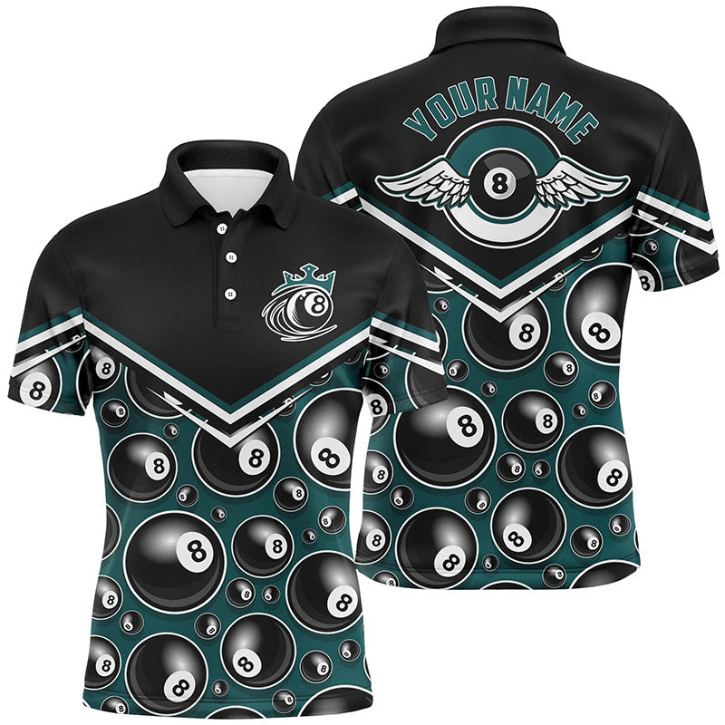 Personalized 3D Funny Billiard Polo Shirts For Men, Custom 8 Ball Pattern Pool Billiard Shirts VHM0035