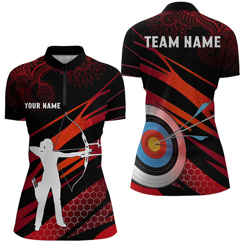 Personalized Silhouette Archer 3D Target Archery Quarter-Zip Shirts For Women, Archery Team Shirts VHM0657