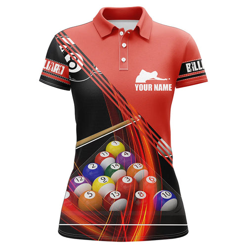 Personalized Billiard Balls 3D Polo Shirts For Women, Custom Player Billiards Pool Shirts VHM0079