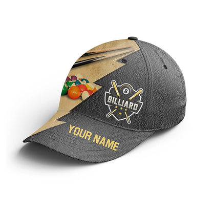Personalized Name 3D Billiard Cap Hats, Custom 8 Ball Pool Billiards Hat For Men And Women VHM0282