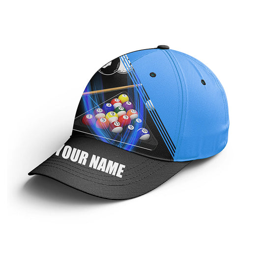 Personalized Customized Billiard Player Blue 3D Cap Hats For Men And Women, Custom Top Hat Billiards VHM0309