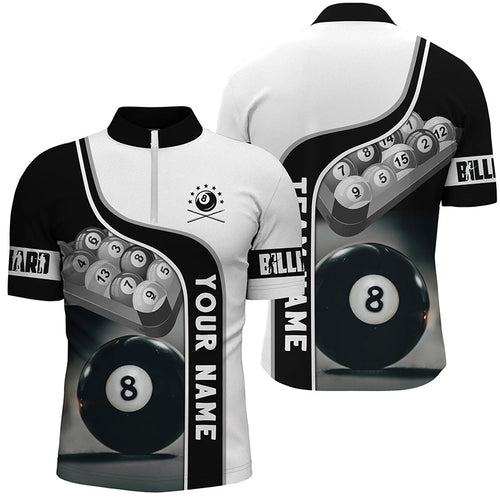 Personalized 8 Ball Pool Billiard Balls 3D Quarter-Zip Shirts For Men, Custom Billiard Team Shirts VHM0721