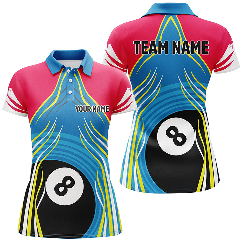 Personalized 8 Ball Pool Polo Shirts For Women Custom Billiard Shirts Womens Billiard Team Jerseys VHM1128
