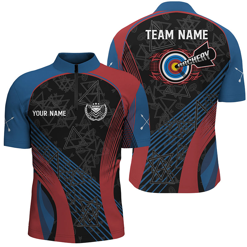 Personalized US Flag Colors Archery 3D Quarter-Zip Shirts For Men, Bows And Arrows Archery Jerseys VHM0585