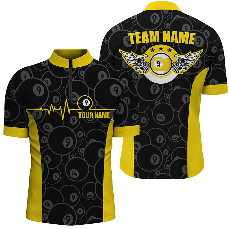 Personalized Funny 3D 9 Ball Pool Billiards Quarter-Zip Shirts For Men, Custom 9 Ball Team Shirts VHM0608