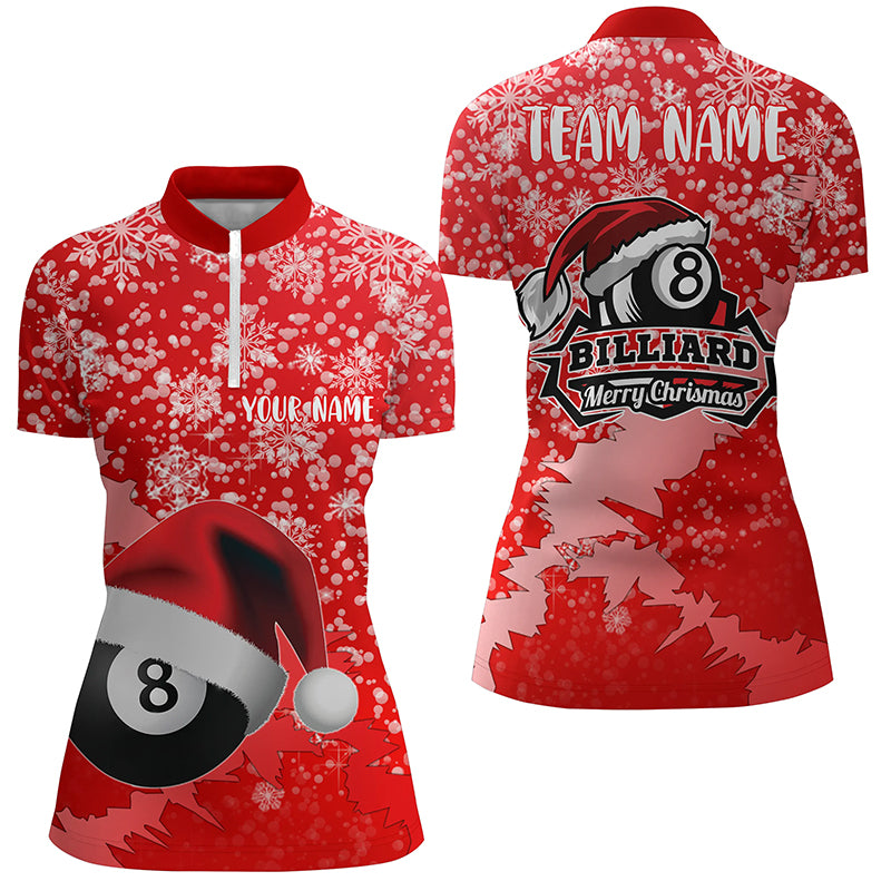 Personalized Christmas 8 Ball Pool Billiards Quarter-Zip Shirts For Women Christmas Billiards Shirts VHM0621