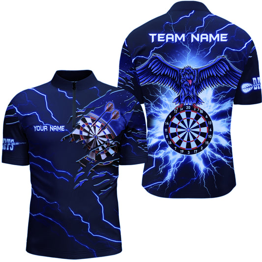Personalized Thunder Blue Eagle Dart Quarter-Zip Shirts Custom Dart Shirts For Men Dart Team Shirts VHM1142