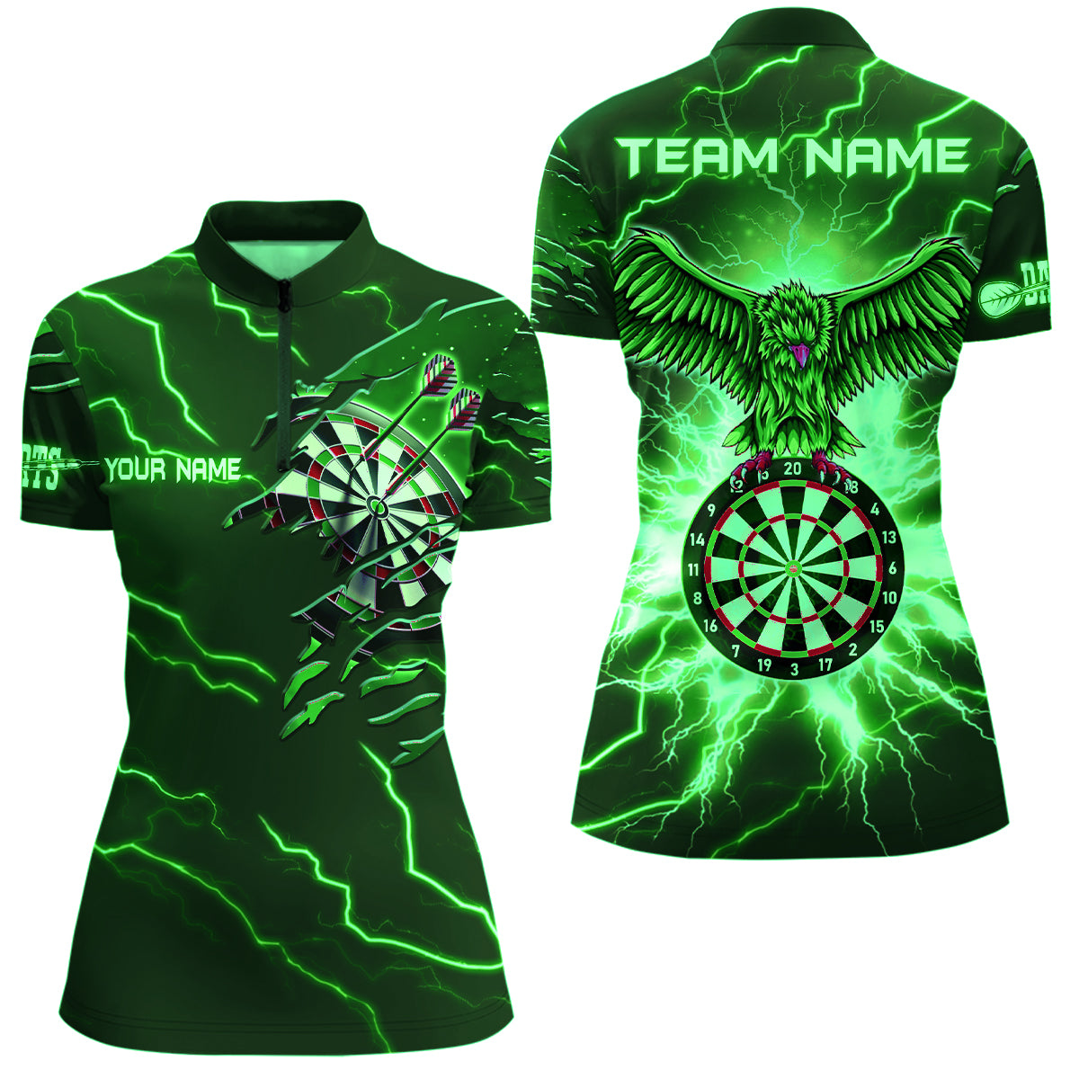 Personalized Thunder Green Eagle Dart Quarter-Zip Shirt Custom Dart Shirts For Women Dart Team Shirts VHM1143