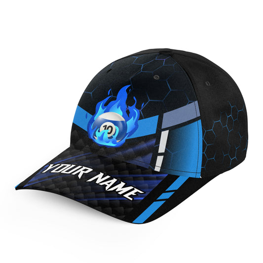 Personalized Flame Blue 10 Ball Pool Billiards Hats For Pool Players Custom Name Top Hat Billiards VHM1166
