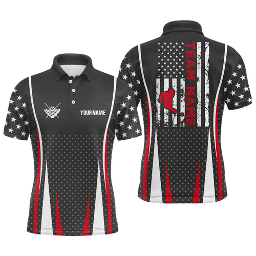 Personalized Billiard US Flag Pattern Polo Shirts For Men, Custom Player Billiards Team Jerseys VHM0074