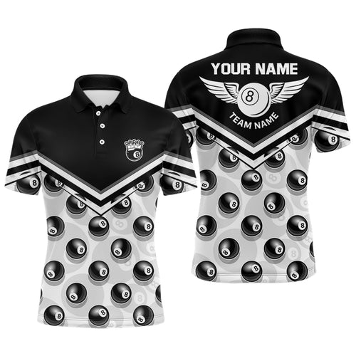 Personalized Billiard 8 Ball Pattern Polo Shirts For Men, Custom Pool Billiards Jerseys VHM0078