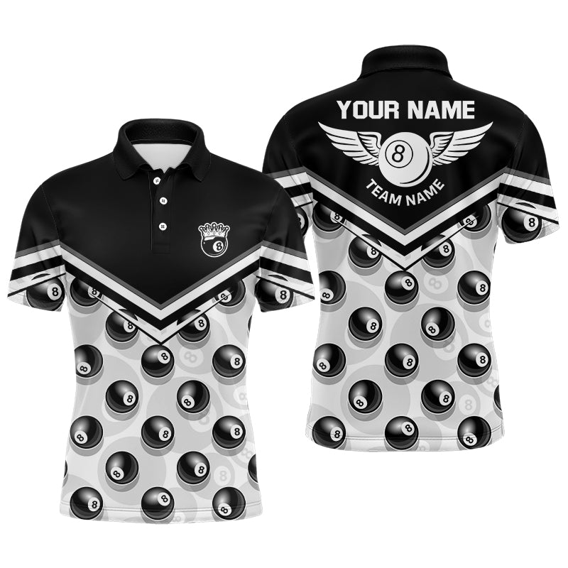 Personalized Billiard 8 Ball Pattern Polo Shirts For Men, Custom Pool Billiards Jerseys VHM0078