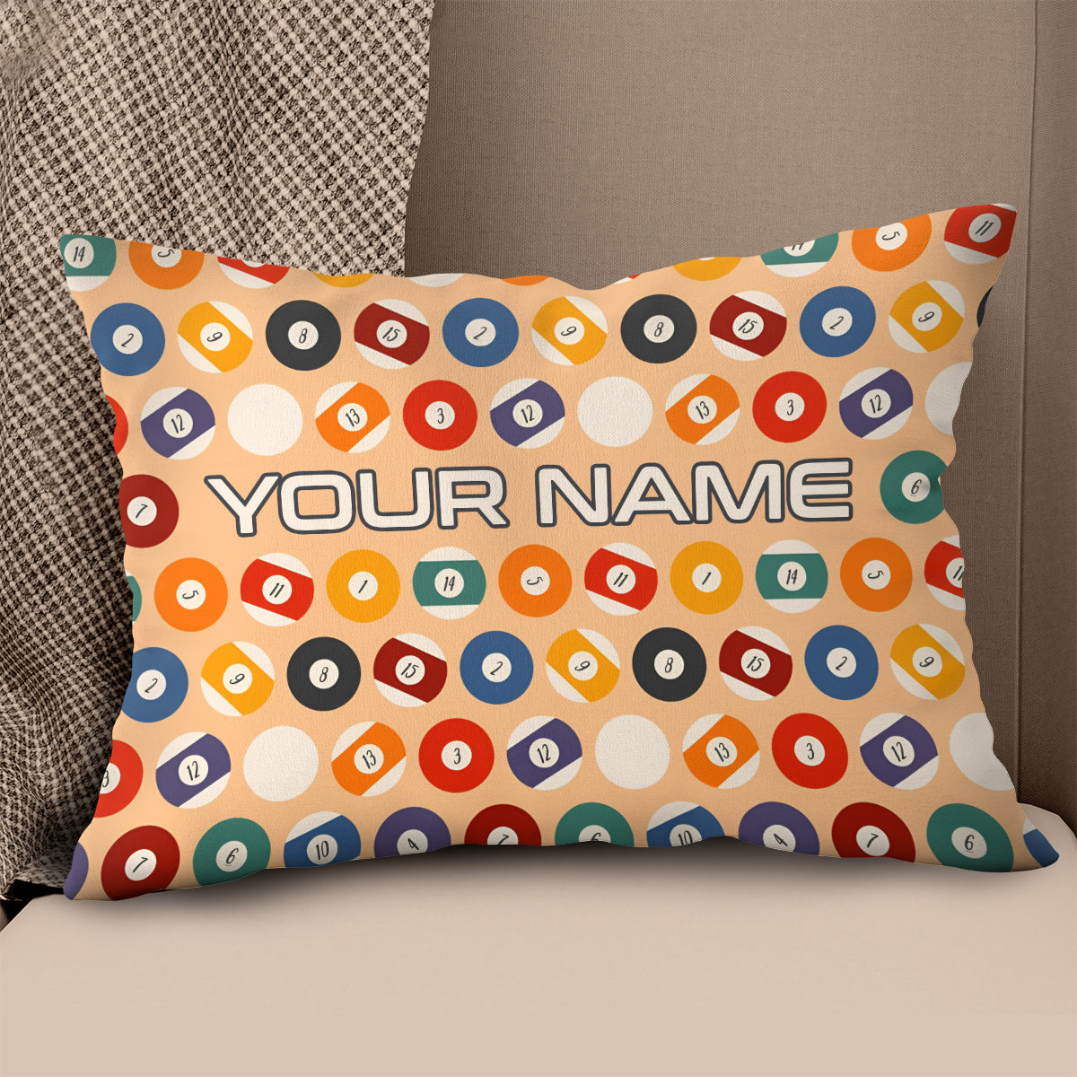 Personalized Billiard Balls Pillow Custom Throw Pillow Top Billiard Gift VHM0886
