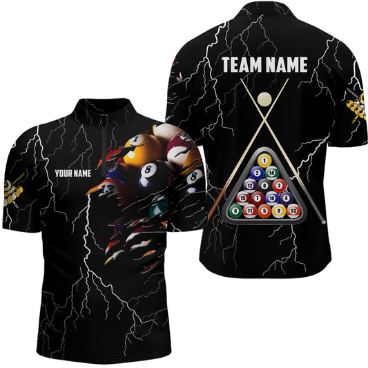 Personalized Thunder Billiard Ball 3D Quarter-Zip Shirts For Men Custom Billiard Pool Balls Jerseys VHM0722