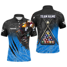 Load image into Gallery viewer, Personalized Blue Black 8 Ball Billiards 3D Shirts For Men Custom Pool Billiards Team Jerseys VHM1186