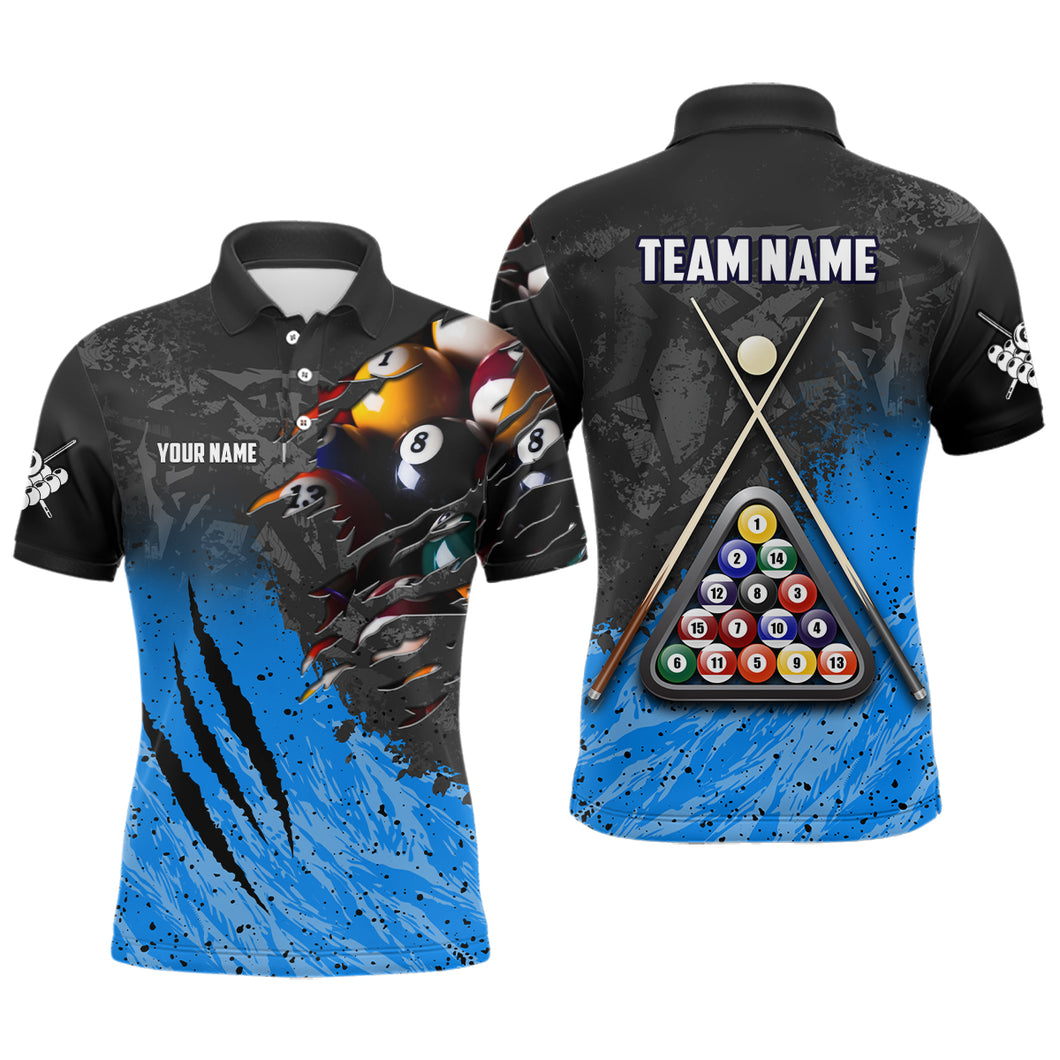 Personalized Blue Black 8 Ball Billiards 3D Shirts For Men Custom Pool Billiards Team Jerseys VHM1186