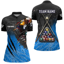 Load image into Gallery viewer, Personalized Blue Black 8 Ball Billiards 3D Shirts For Women Custom Pool Billiards Team Jerseys VHM1186