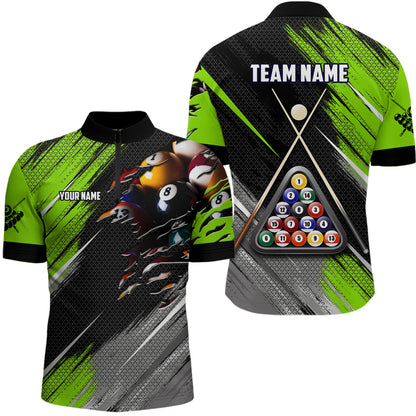 Personalized Green Black Billiard Balls 3D Shirts For Men Custom 8 Ball Pool Billiards Team Jerseys VHM1187