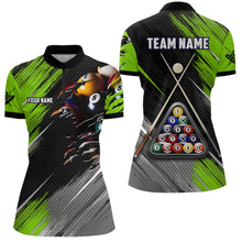 Load image into Gallery viewer, Personalized Green Black Billiard Balls 3D Shirts For Women Custom 8 Ball Pool Billiards Team Jerseys VHM1187