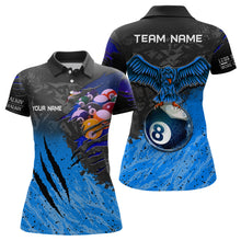 Load image into Gallery viewer, Personalized Blue Eagle 8 Ball Billiards 3D Shirts For Women Custom Pool Billiards Team Jerseys VHM1190