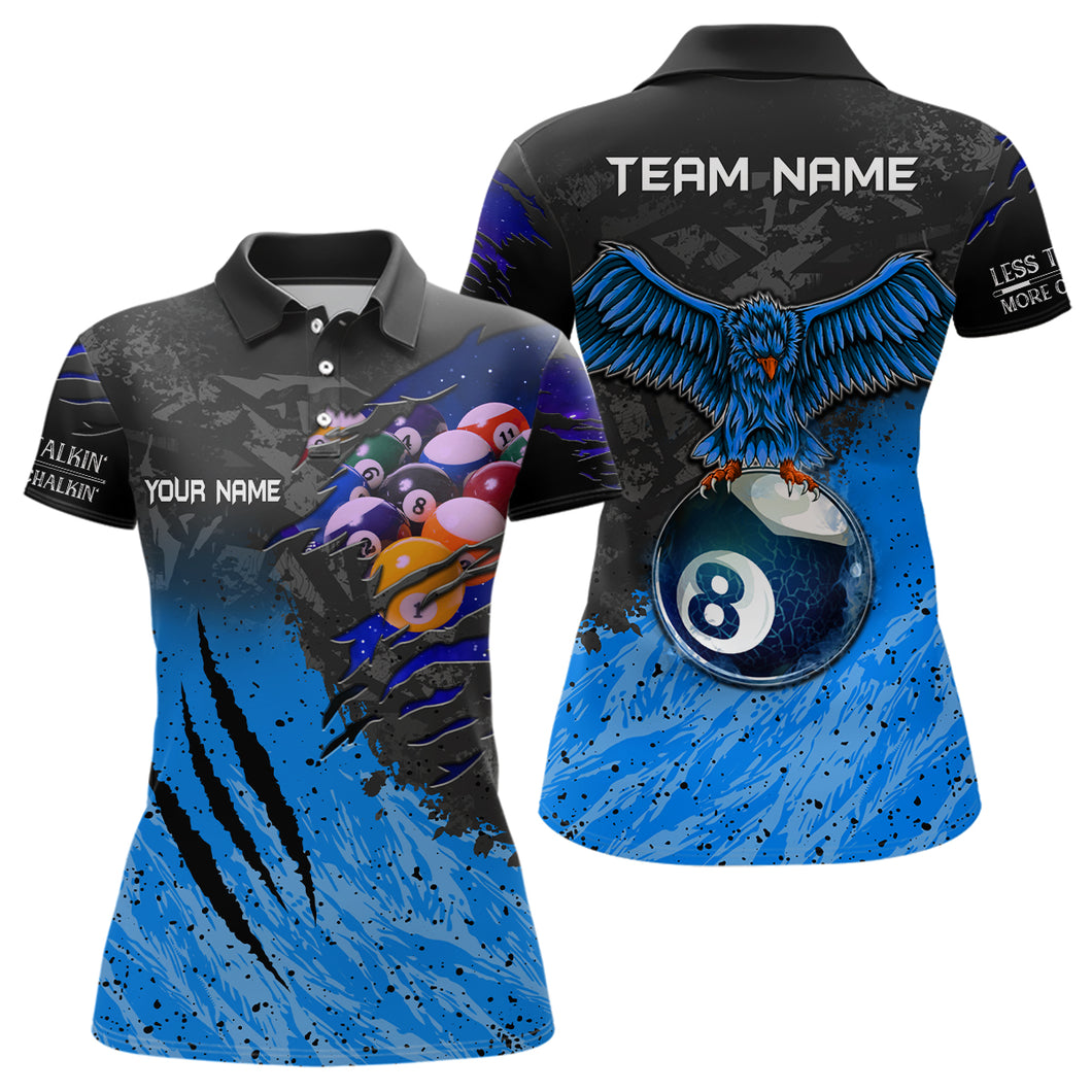 Personalized Blue Eagle 8 Ball Billiards 3D Shirts For Women Custom Pool Billiards Team Jerseys VHM1190