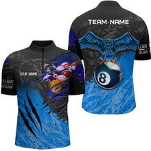 Load image into Gallery viewer, Personalized Blue Eagle 8 Ball Billiards 3D Shirts For Men Custom Pool Billiards Team Jerseys VHM1190