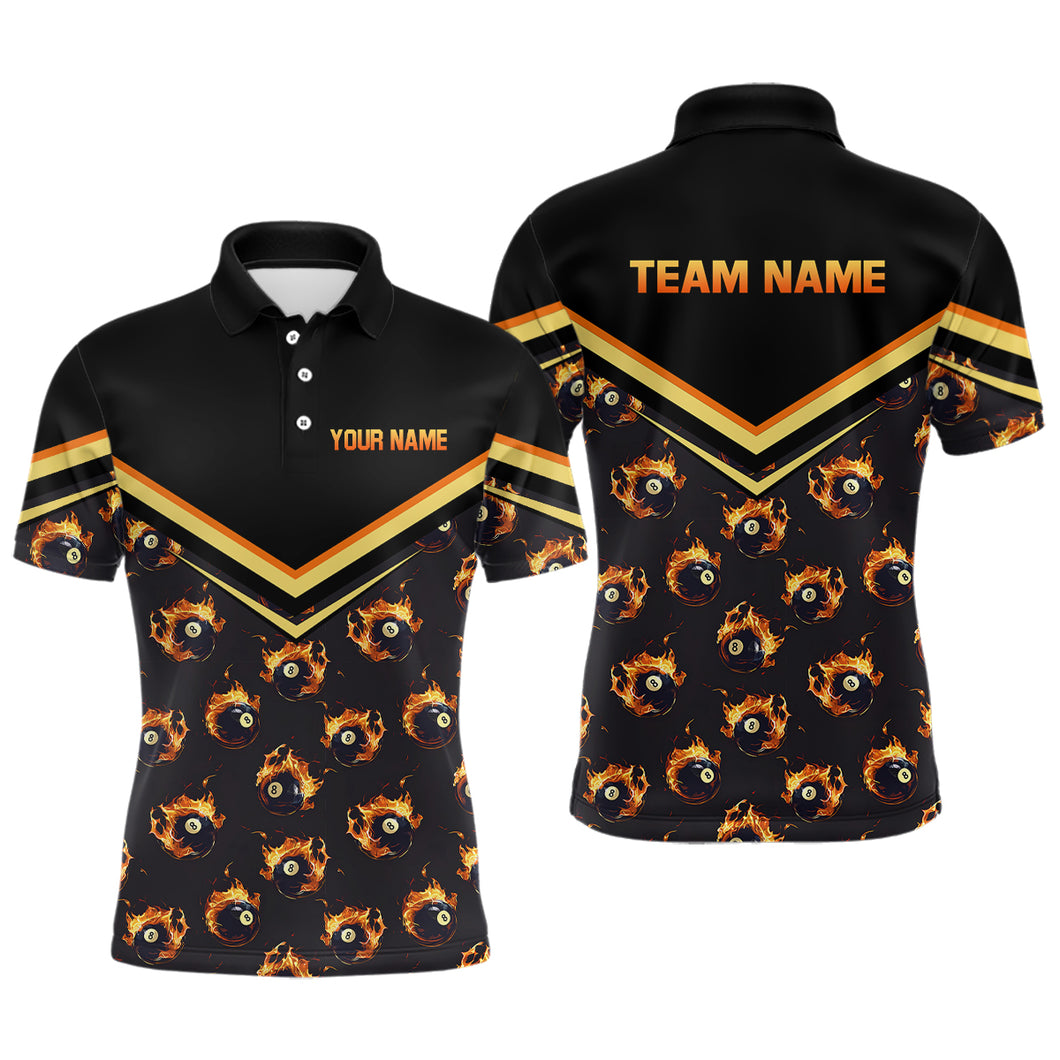 Personalized Flame 8 Ball Pool Polo Shirts For Men Billiards Jerseys Custom Billiard Team Shirts VHM1136