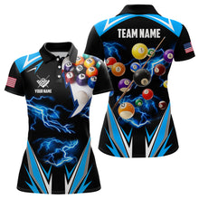 Load image into Gallery viewer, Personalized Thunder Blue Billiard Balls Shirt For Women Custom US Billiard Jerseys 8 Ball Pool Shirts VHM1194