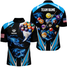 Load image into Gallery viewer, Personalized Thunder Blue Billiard Balls Shirt For Men Custom US Billiard Jerseys 8 Ball Pool Shirts VHM1194