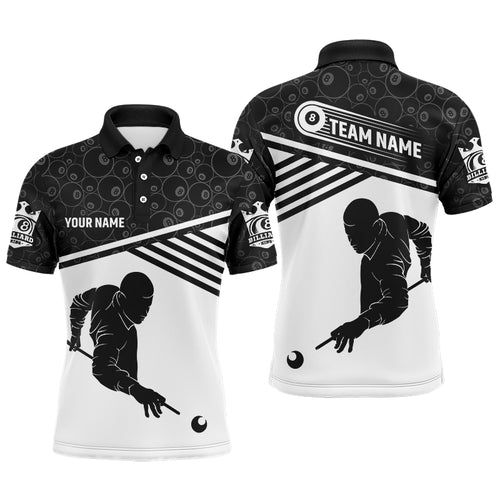 Personalized Billiard Polo Shirts For Men, Custom 8 Ball Pool Pattern Billiard Player Jerseys VHM0001