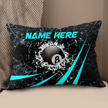 Personalized Blue Glass Break 8 Ball Billiard 3D Pillow, Billiards Gifts VHM0921