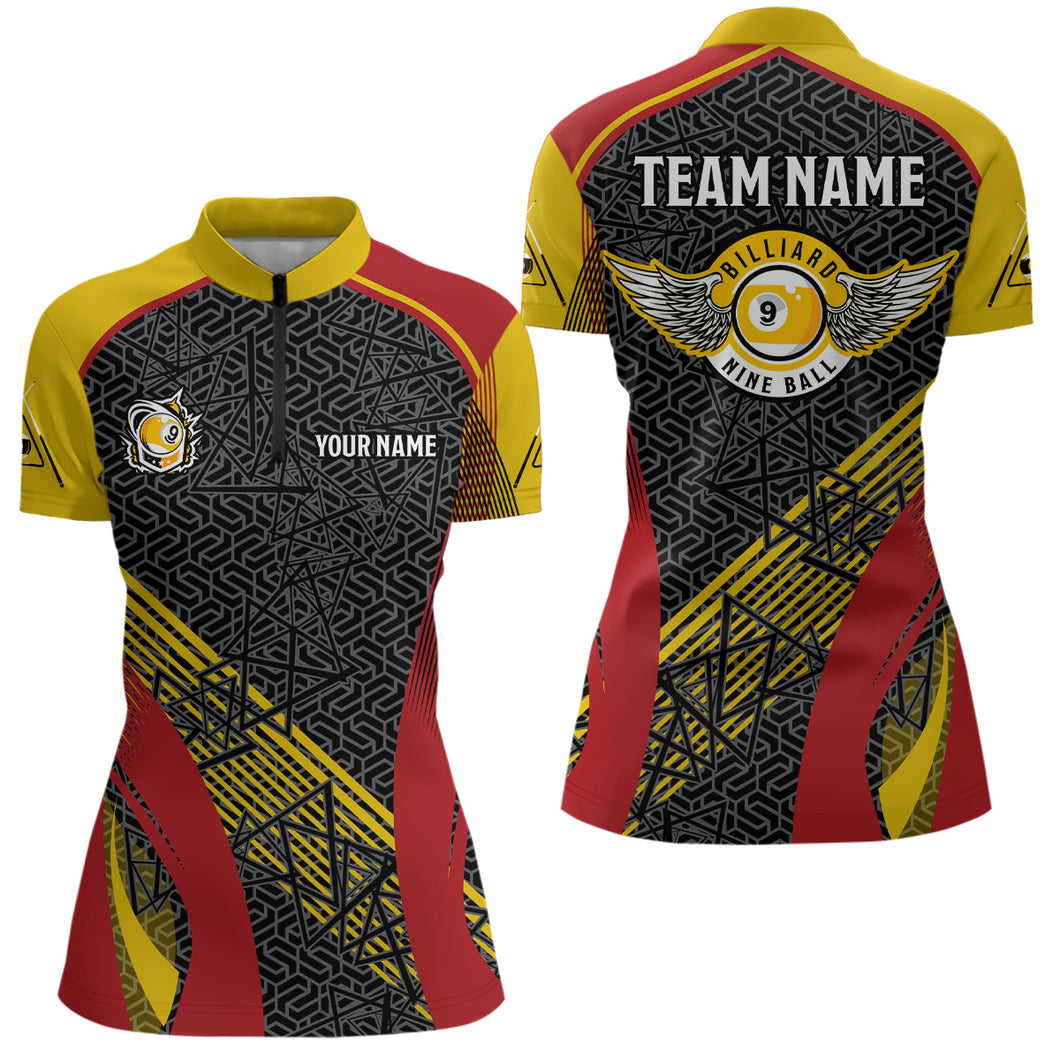 Personalized Funny Wings 9 Ball Pool Billiard Quarter-Zip Shirts For Women, 9 Ball Pool Team Shirts VHM0777