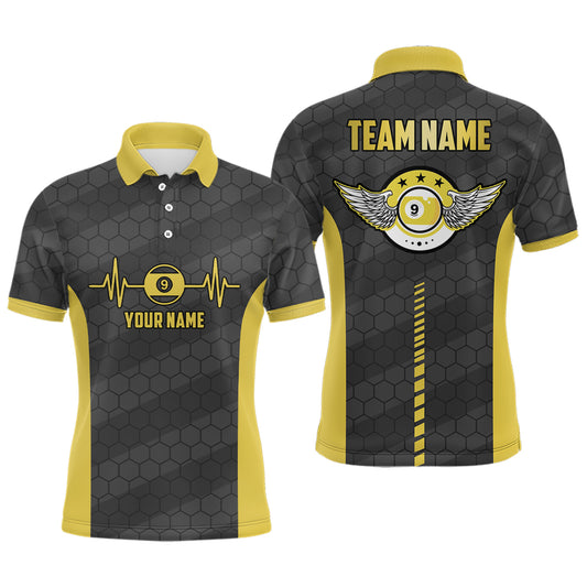 Personalized Funny 3D 9 Ball Pool Billiards Polo Shirts For Men, Custom 9 Ball Team Shirts VHM0609