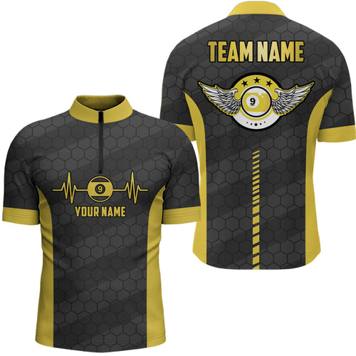 Personalized Funny 3D 9 Ball Pool Billiards Quartar-Zip Shirts For Men, Custom 9 Ball Team Shirts VHM0609