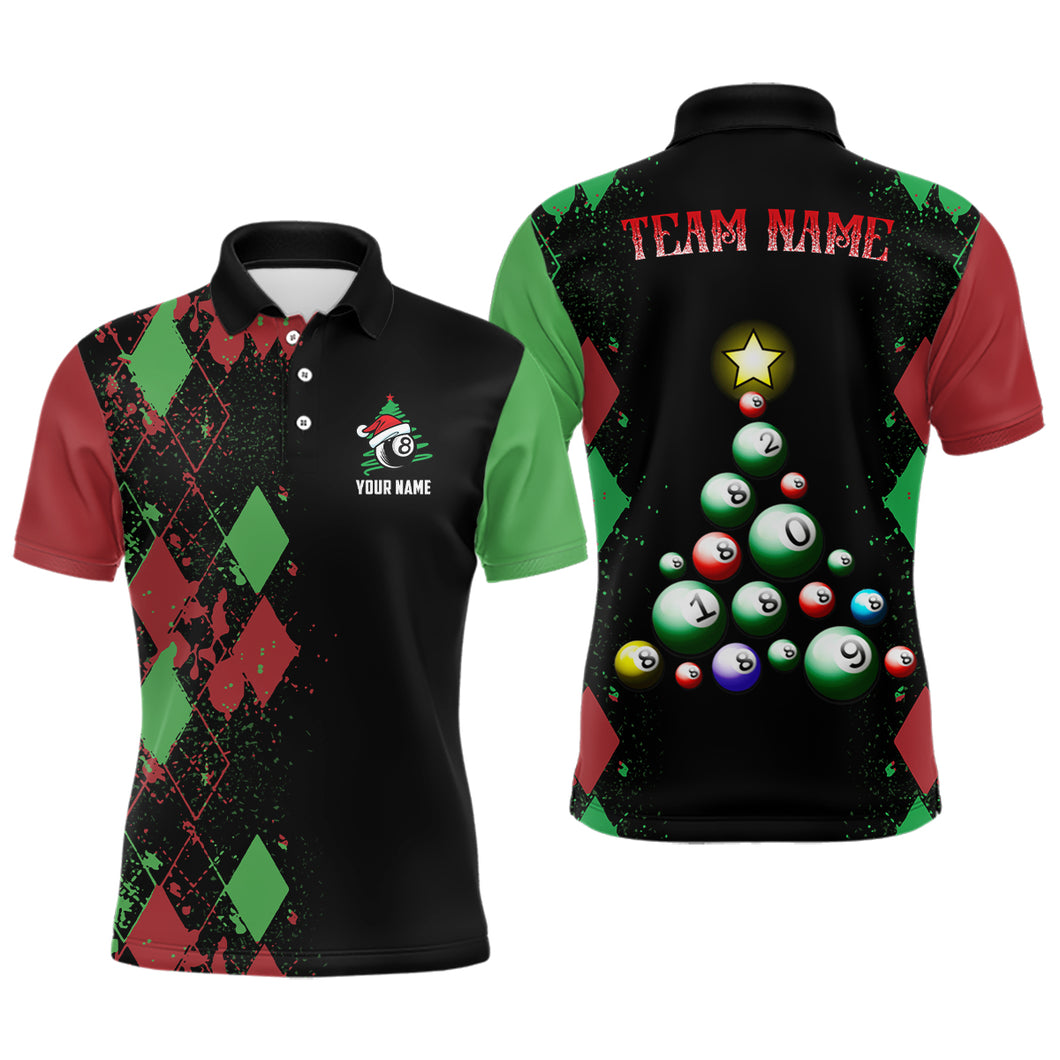 Personalized Funny Christmas 8 Ball Billiards Polo Shirts For Men Custom Christmas Billiard Shirts VHM0620