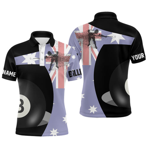 Personalized Australian Flag 8 Ball Pool Billiard Polo Shirts For Men, Custom Billiards Jerseys VHM0630