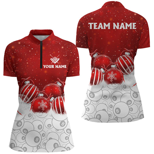 Cute Christmas Shirts Custom Billiard 8 Ball Pool Women Quarter-Zip Shirts, Christmas Gifts TDM0515