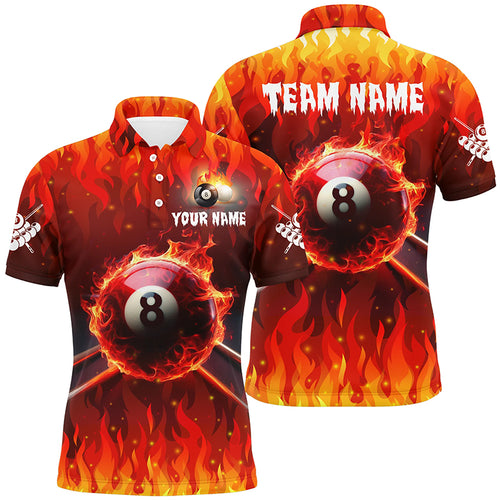 Personalized 3D 8 Ball Pool Fire Men Billiard Polo Shirts Custom Billiard Apparel Jerseys TDM1207