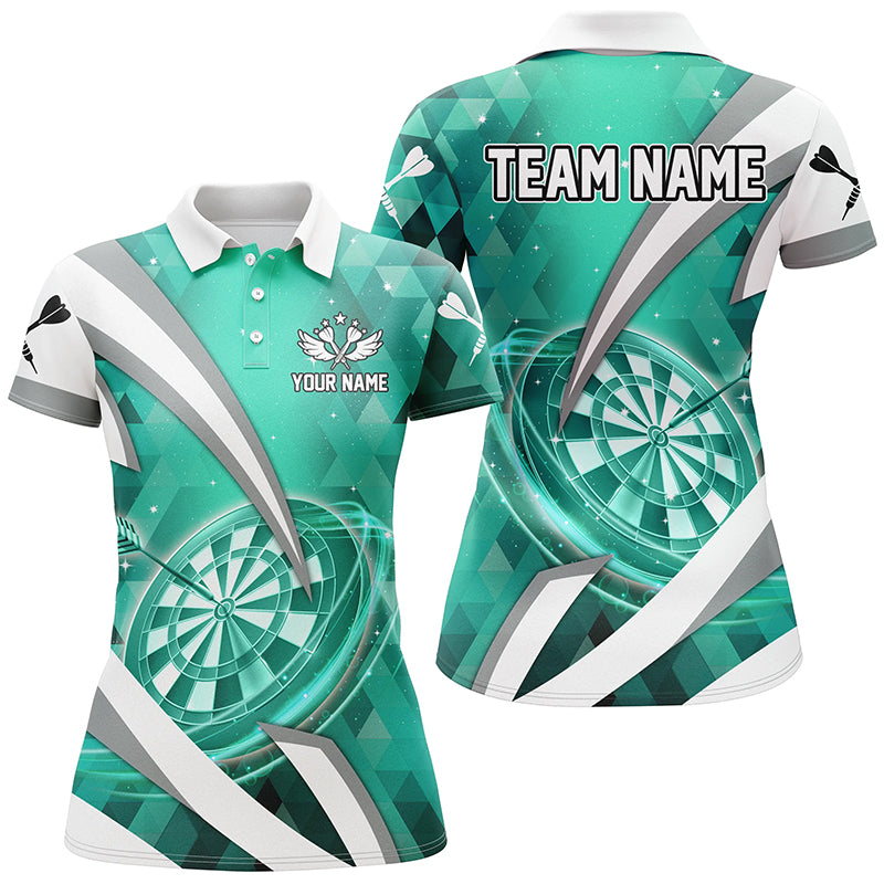 Personalized Turquoise Jerseys Darts Board 3D Women Darts Polo Shirt Custom Team League Darts Shirts TDM1441