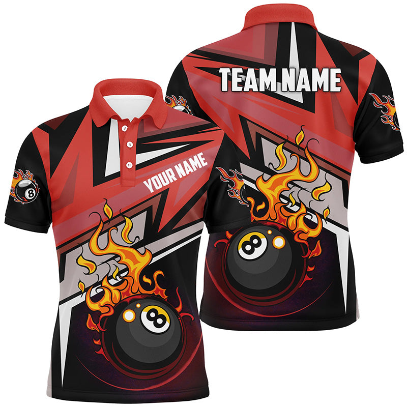 Personalized Funny 8 Ball Fire Billiard Polo Shirts For Men Best Custom Pool Player Shirts TDM0564
