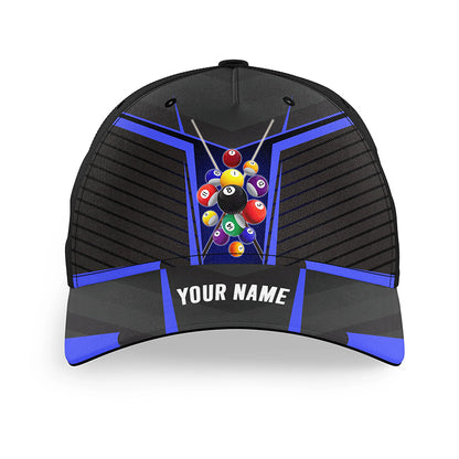 Personalized Blue Jerseys Billiard Balls Caps, Best Custom Name Billiard Hats For Pool Player TDM0907
