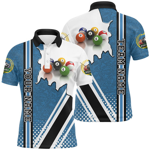 Personalized Billiard Balls Blue Version Polo Shirts For Men, Best Custom Billiards Gifts Idea TDM0125