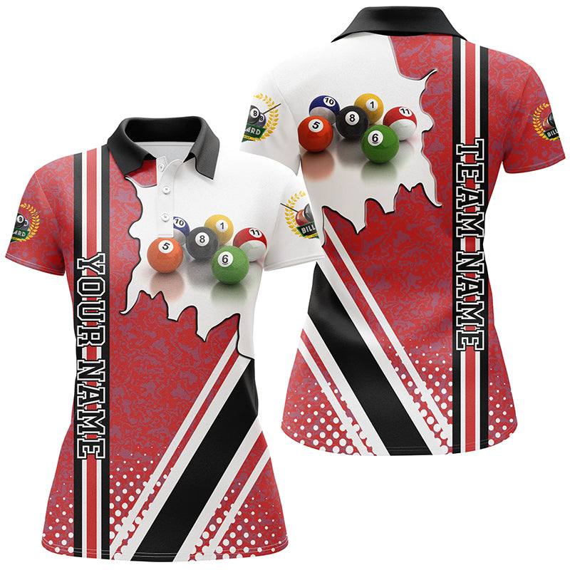 Personalized Billiard Balls Red Version Polo Shirts For Women, Best Custom Billiards Gifts Idea TDM0124