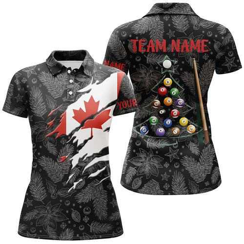 Merry Christmas Canadian Flag Billiard Polo Shirts Best Custom Patriotic Billiard Shirts For Women TDM0587